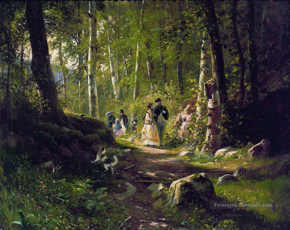 une promenade dans la forêt 1869 paysage classique Ivan Ivanovitch Peintures à l'huile